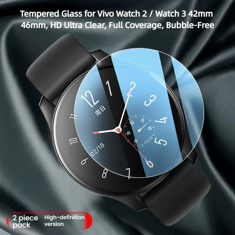 กระจกนิรภัยสําหรับ Vivo Watch 2 / Watch 3 42mm 46mm, HD Ultra Clear, Full Coverage, Bubble-Free