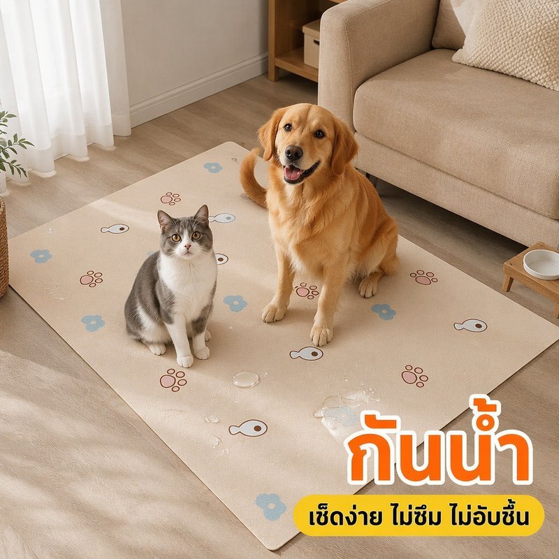 แผ่นรองพื้นกรงสัตว์เลี้ยง PVC กันลื่น กันน้ำ เช็ดง่าย ตัดได้ สองด้าน หนา ลดกลิ่น สำหรับหมาแมว