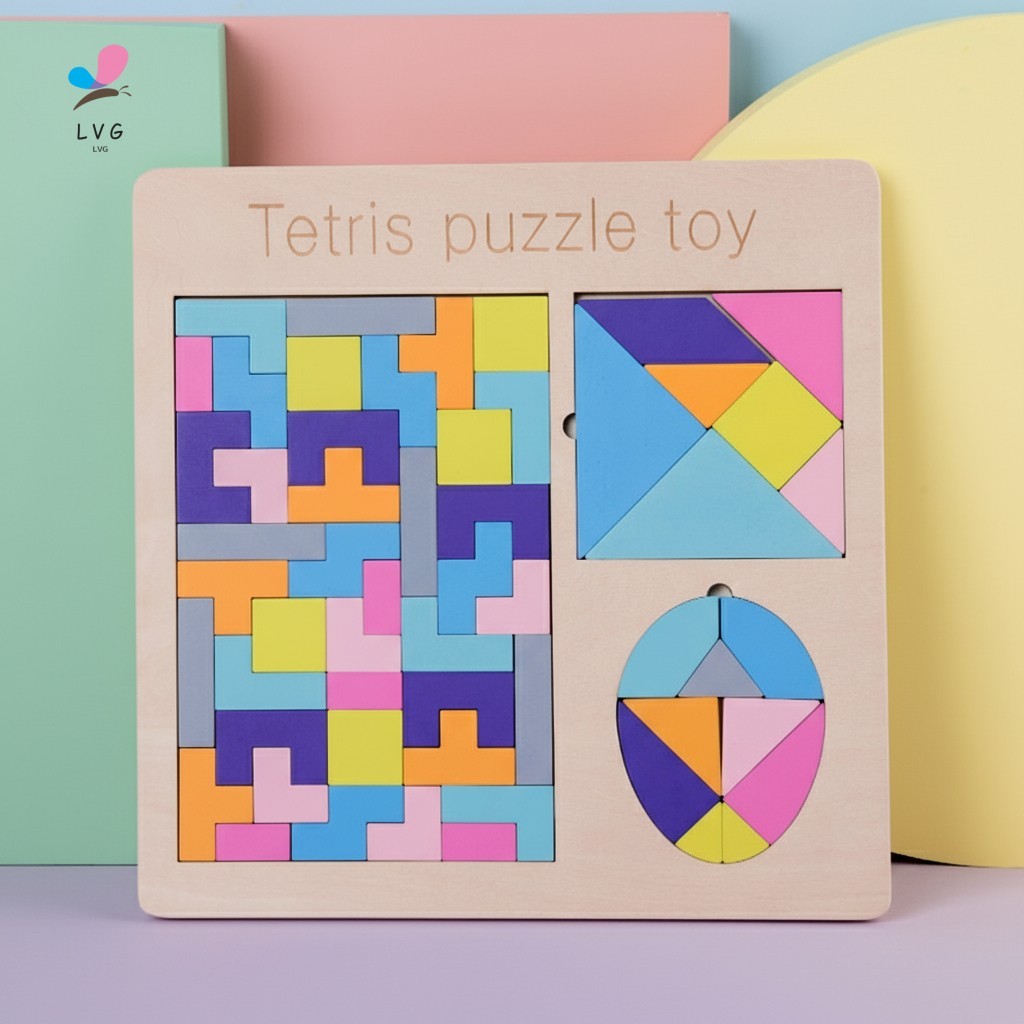 Kids 3in1 ชุดปริศนาการศึกษา Tetris Tangram Block Game ขนาดใหญ่