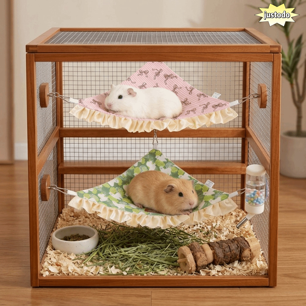 JUSTO PET Hammock, Breathable Metal Small Pet Hammock, Hanging Compact Corner Hanging Guinea Pig For