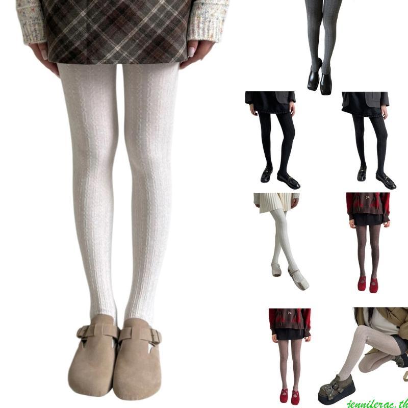 Jenniferac แฟชั่น Elegant Twist Chain Stripe รูปแบบ Vintage ผู้หญิง Tights Slimming Leggings ผ้าฝ้าย