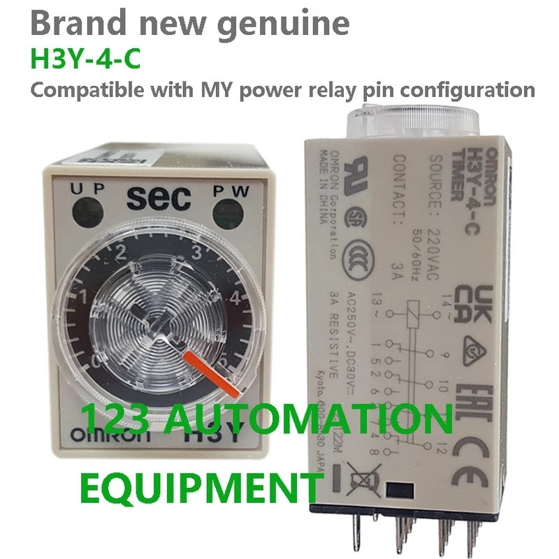 ของแท้ใหม่ Omron H3Y-4-C รีเลย์เวลา 24VDC 220VAC Miniature Timer 1S/5S/10S/30S/60S/3M