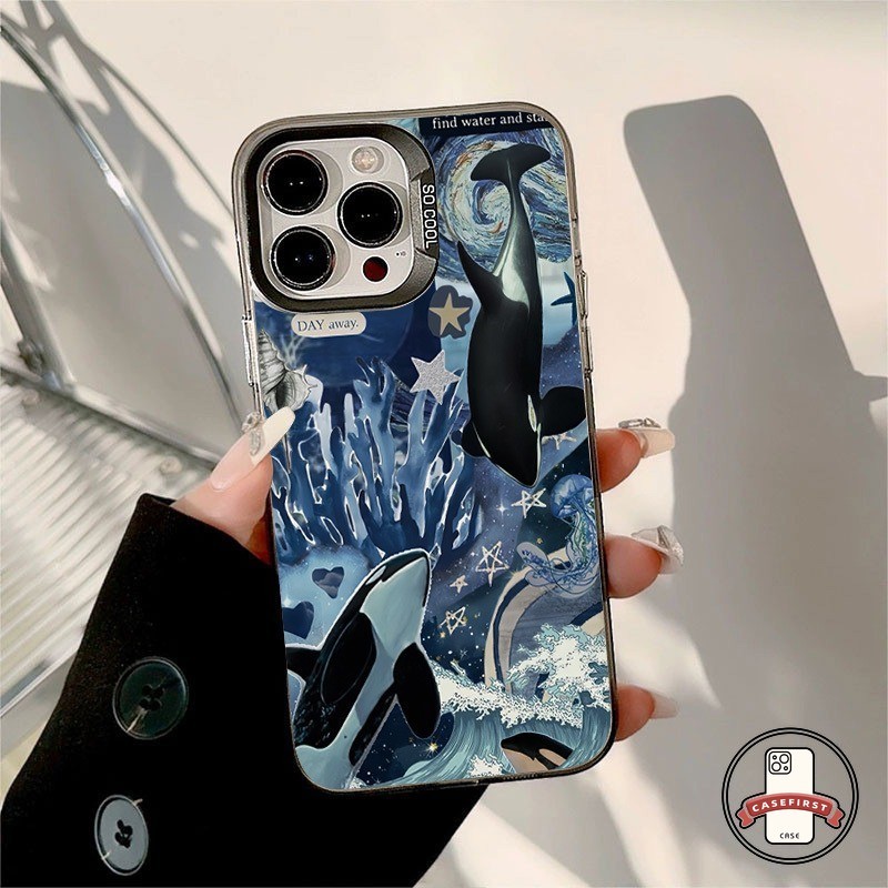 โล่กันกระแทกโทรศัพท์สีดำโลกใต้ทะเล เคสไอโฟน OPPO A5 A3 X รูปที่ 2