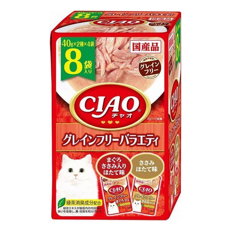 ชุด 4 ชิ้น Inaba Pet Food CIAO Pouch Grain Free Variety x 8 bags