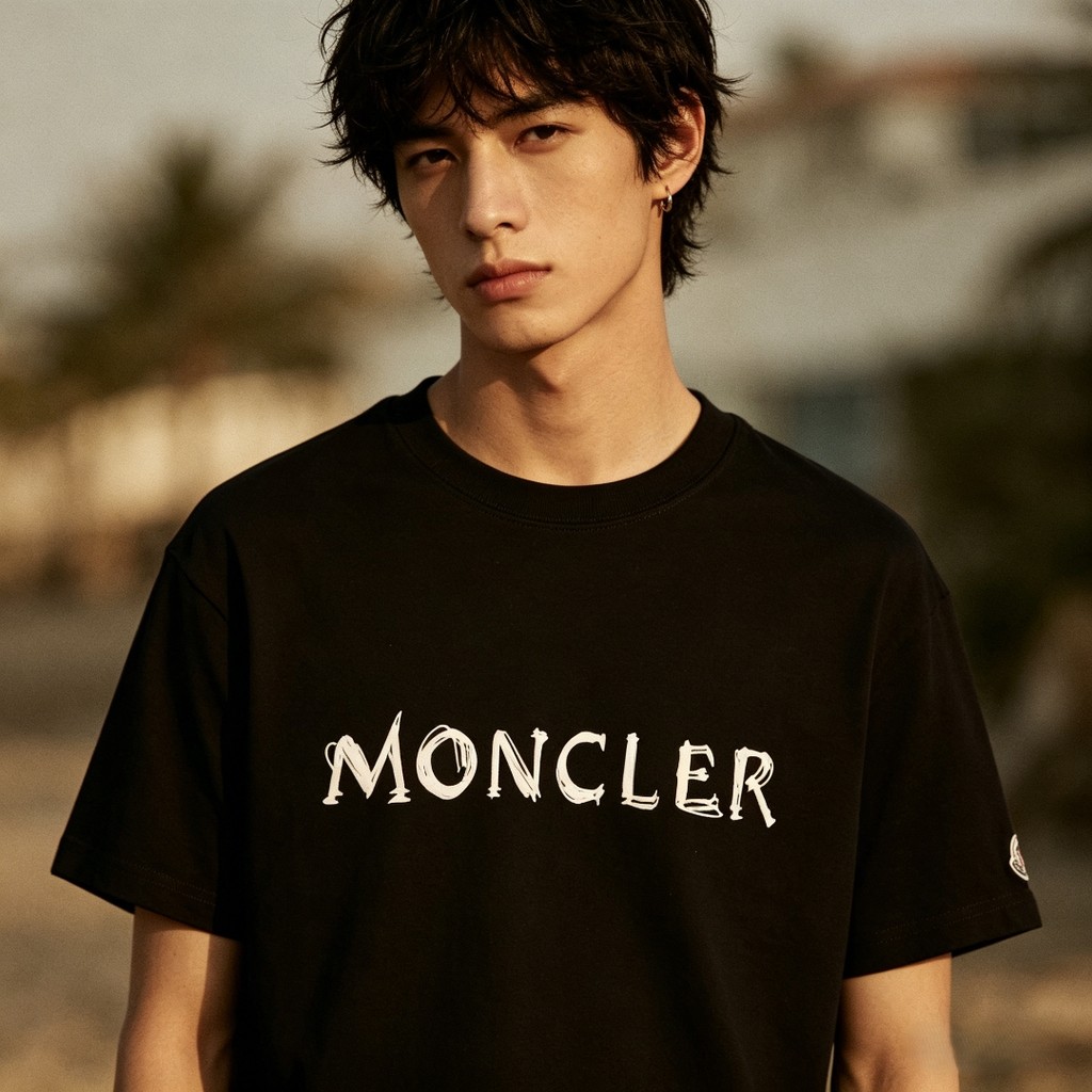 Moncler/Moncler/2026 คลาสสิกรอบคอแขนสั้นเสื้อยืดผู้ชายผู้หญิงสไตล์ธุรกิจภายในเสื้อสวมหัว 2025 ฤดูใบไ