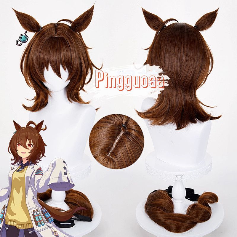 🍓 【Manmei】Umamusume: Pretty Derby Agnes Tachyon Cosplay Wig 43cm Long Heat-Resistant Synthetic Hair