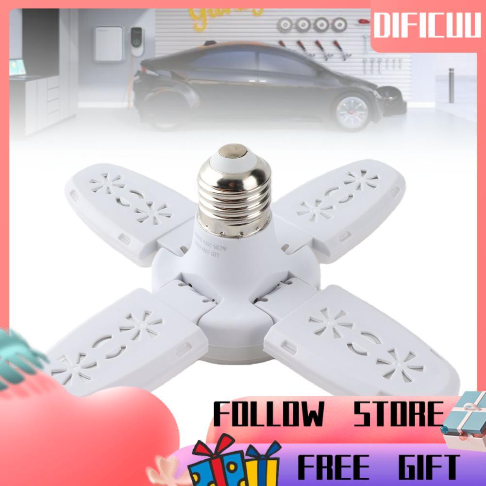 Dificuu-th Dificuu-th E27 ไฟโรงรถ LED 38W โคมไฟเพดานแบบพับได้ปรับรูปได้ตกแต่ง 85V‑265V สีขาว