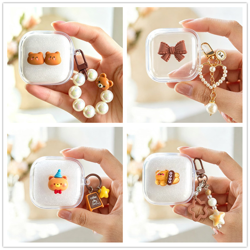 หมีโบว์น่ารักสําหรับเคส Samsung Galaxy Buds 4 Pro Buds 3 Pro / Buds FE / Buds Core / Buds Live / Bud