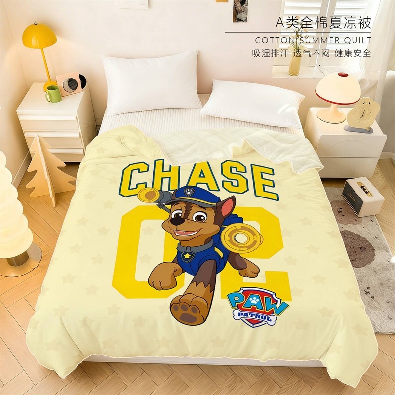 ผ้าห่มฤดูร้อน Paw Patrol ผ้าฝ้ายแท้เกรด A แบบสองด้าน สำหรับเด็กและนักเรียน ผ้าห่มเครื่องปรับอากาศในห