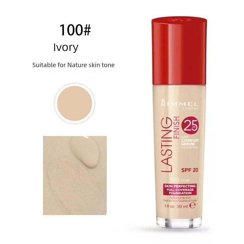 cushion ครีมรองพื้น British Rimmel Rimmel 25-Hour Liquid Foundation ครีมยาวนานควบคุมน้ํามัน Moisturi