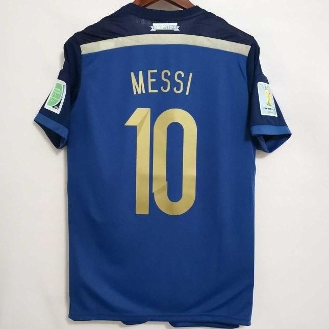 2014 Argentina America Away Football Retro Jersey Messi เสื้อ # 10 รุ่นที่กําหนดของ Di María 11 CK66