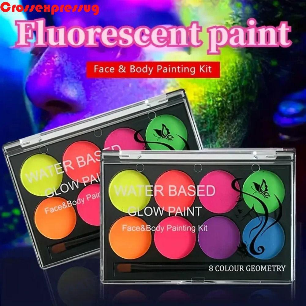 VORTEX 8 Color Water Face Paint Kit, Kids Makeup Luminous Color Face Fluorescent Glow Paint, Hallowe