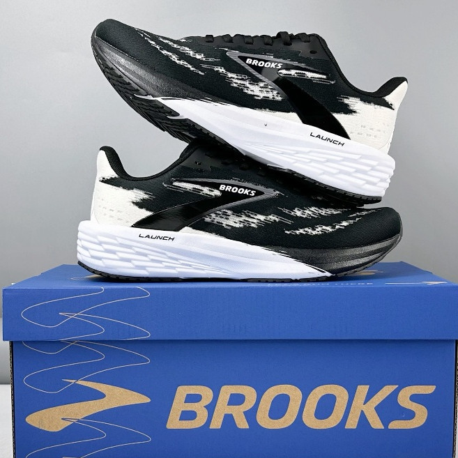 Brooks Launch 11 รองเท้าวิ่ง Low-Top กันลื่นสบายสีดําสีขาว JQUV OO3Z