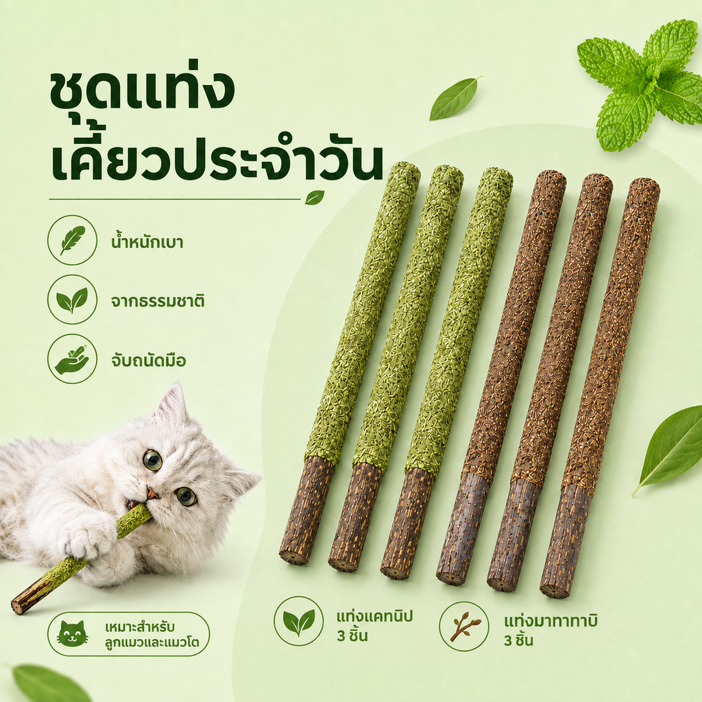 ไม้มาทาทาบิ ขัดฟันแมว 😻 ลดคราบหินปูน ขัดฟันแมว กัญชาแมวมาทาบิ ของเล่นแมว