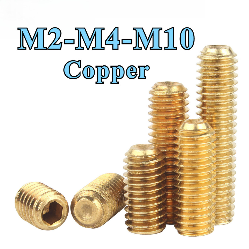 DIN 916 ทองเหลืองถ้วย Point Hex ซ็อกเก็ตชุดสกรู Grub สกรู - M2/M2.5/M3/M4-M10*L=3-30 มม.ZHX-SZG-WJ-1