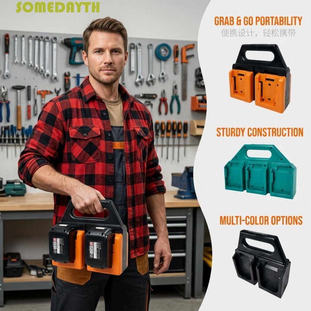 SOMEDAY Battery Case, Durable 4/6 Slot Battery Holder, Easy Storage with Handle Rugged Compact Batte