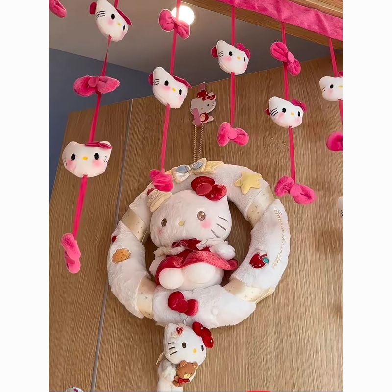 คู่บรรยากาศ Hello Kitty ผีเสื้อผ้าม่านประตูห้องนอนห้องหอพักผ้าม่านประตูตกแต่งผ้าม่านห้อง DIY ตกแต่ง 8.5