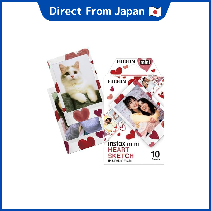 Fujifilm Instant Camera Film for Cheki, 10 sheets, Design (Heart Sketch) INSTAX MINI HEART SKETCH WW