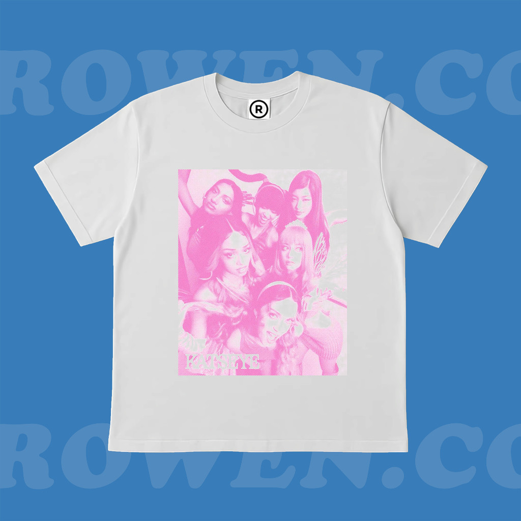 EdimpS-5XL KATSEYE PINK BAND RAP TEE SHIRT | VINTAGE BOOTLEG GRUNGE SKENA Y2K สไตล์เสื้อยืด  สีขาว |