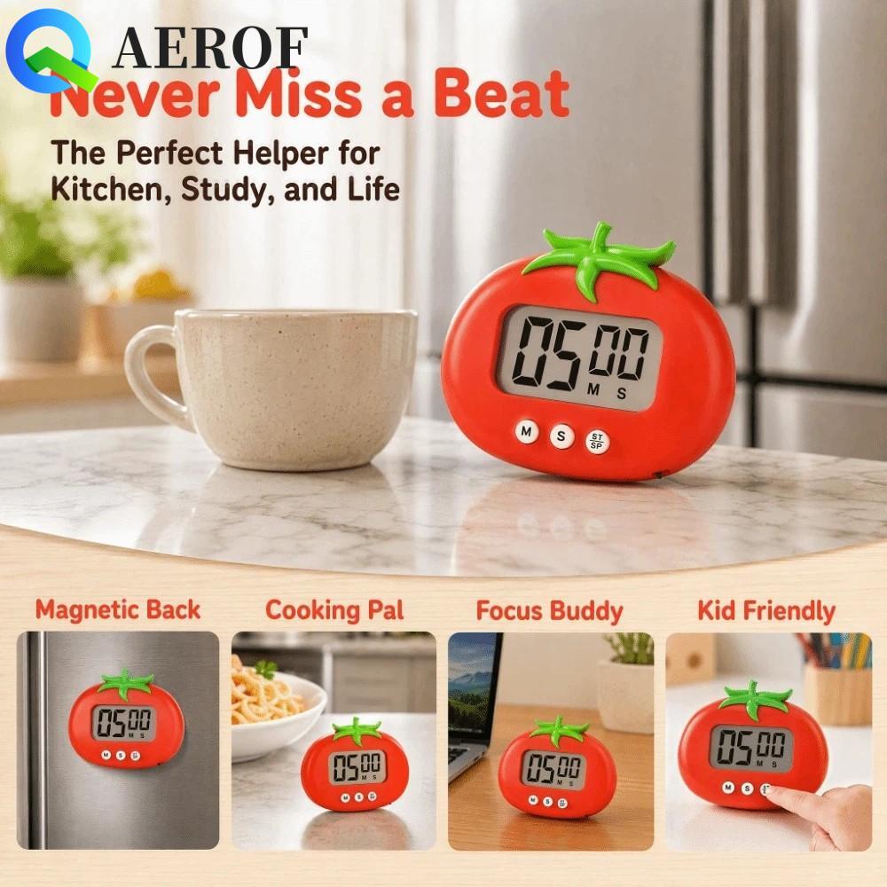 AEROF Pomodoro Timer, Reminder Focus Aid Learning Tomato Shape Counting Timer, Multifunctional Self 