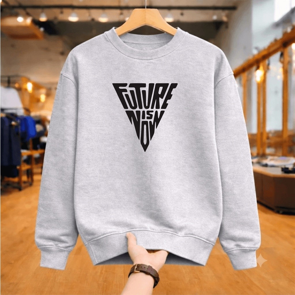 Crewneck อนาคตตอนนี้เสื้อกันหนาวอนาคตตอนนี้เสื้อกันหนาว streetwear คอกลม streetwear เสื้อกันหนาว ove