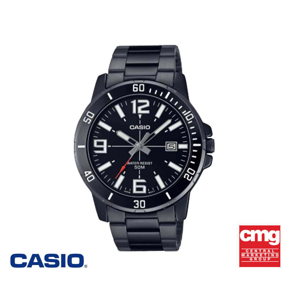 CASIO นาฬิกาข้อมือ CASIO รุ่น MTP-VD01B-1BVUDF วัสดุสเตนเลสสตีล สีดำ