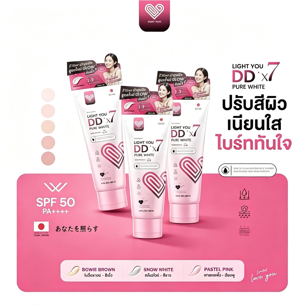 ครีมพอกผิว ไลท์ยู LIGHT YOU DDx7 80ml. โทนอัพผิว ครีมพอกผิว สูตรใหม่ กันน้ำ กันเหงื่อ ปริมาณ กันแดด