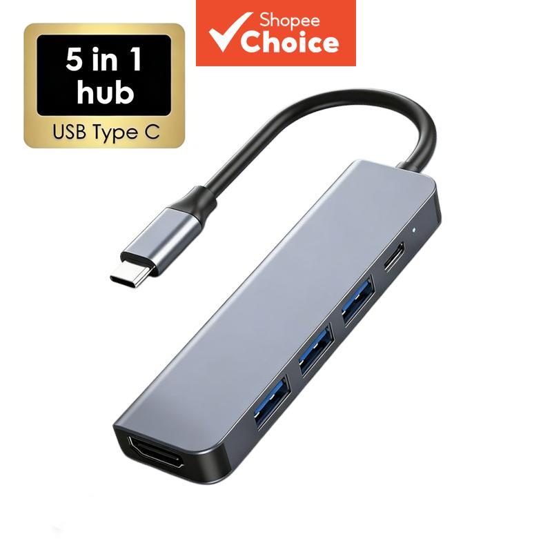 พอร์ต USB C แบบ 5-in-1 เป็นฮับเชื่อมต่อที่รองรับ HDMI 4K รองรับการชาร์จเร็วด้วย PD พอร์ต USB 3.0, 2.0 และเป็นด็อกกิ้งสเตชันสําหรับ MacBook, iPad, และโทรศัพท์มือถือ
