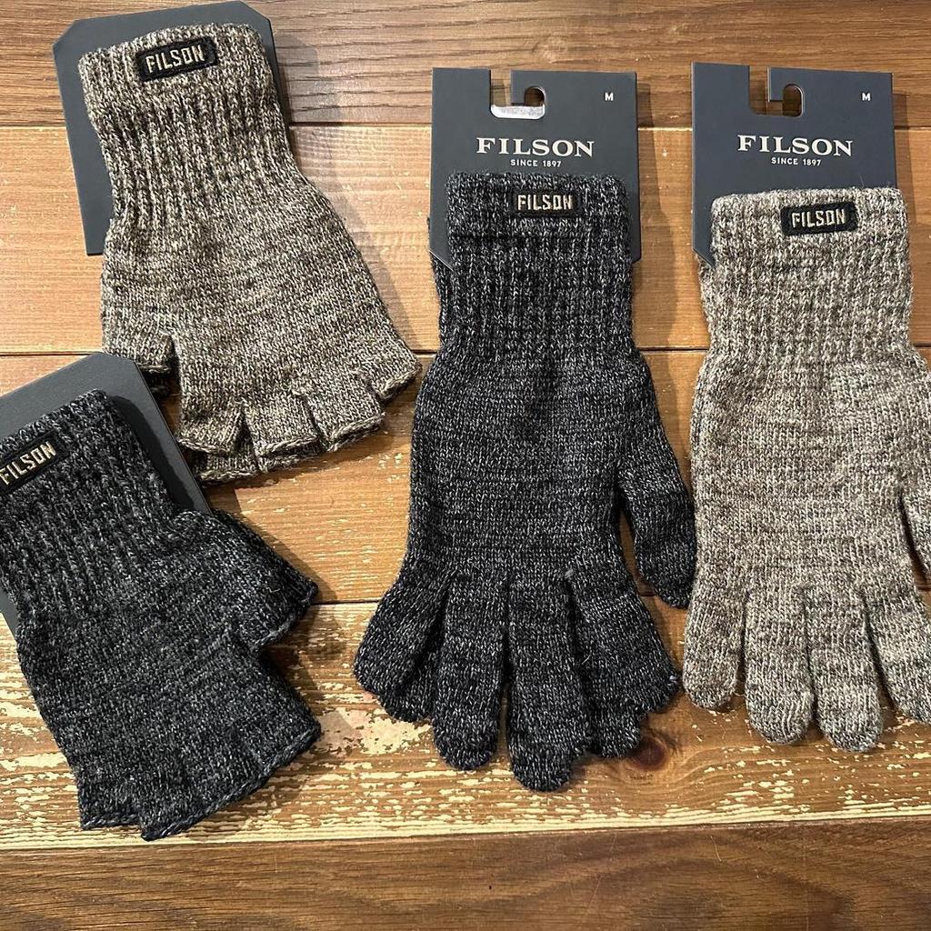 พร้อมสต็อกFILSON American Made KNIT GLOVES Half Finger Full Finger Wool Warm ถักถุงมือ