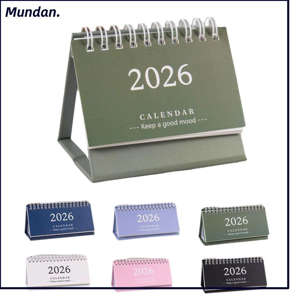 MUNDAN Mini Calendar, Coil Portable 2026 Desk Calendar, Simple Desktop Decorative English Calendar
