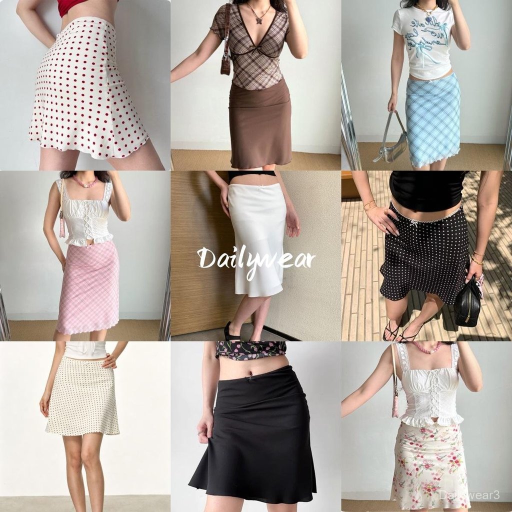 Dailywear 💖กระโปรงครึ่งตัวผ้าลื่นสำหรับสาวตัวเล็ก ระบายอากาศ เหมาะไปทำงานเดทเที่ยว