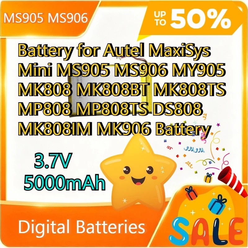 3.7V 5000mAh แบตเตอรี่สําหรับ Autel MaxiSys Mini MS905 MS906 MY905 MK808 MK808BT MK808TS MP808TS DS8