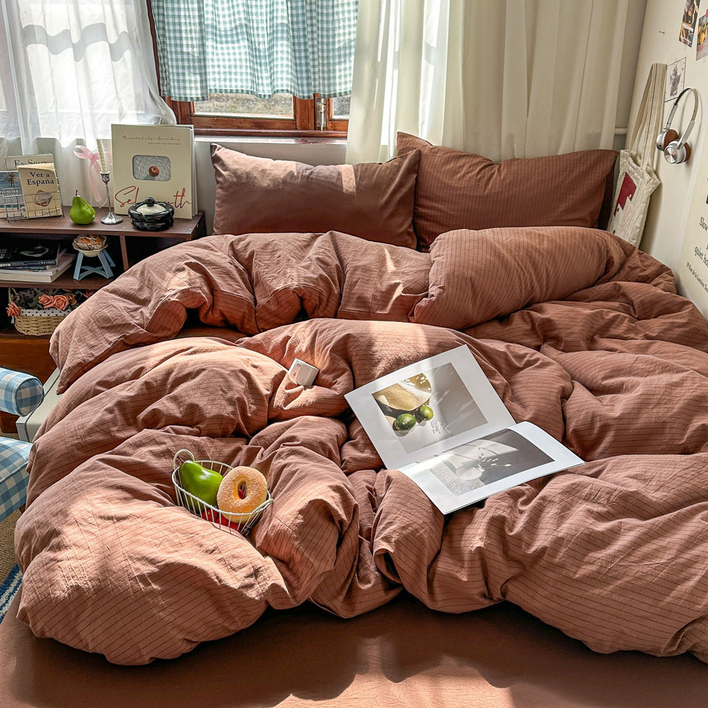 Merad Mix Match ชุดสี่ชิ้น Cloudy Puff Cotton Skin-Friendly Breathable Quilt Cover Sheet Bed Sheet S