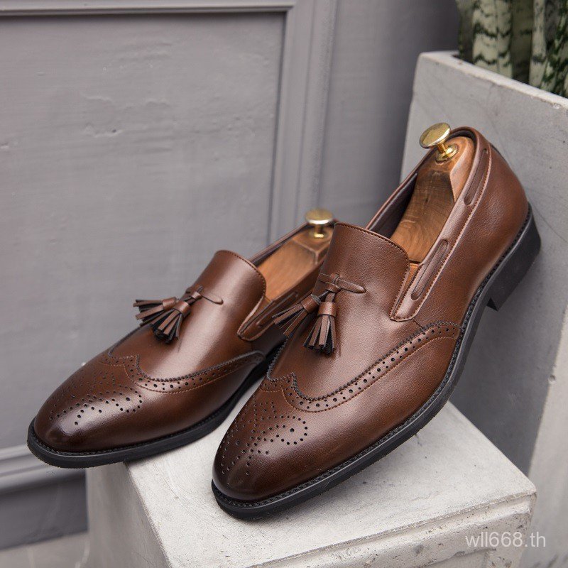 2026Classic หนังผู้ชายรองเท้าเรืออย่างเป็นทางการพู่ Loafer ธุรกิจสุภาพบุรุษ 9GRL