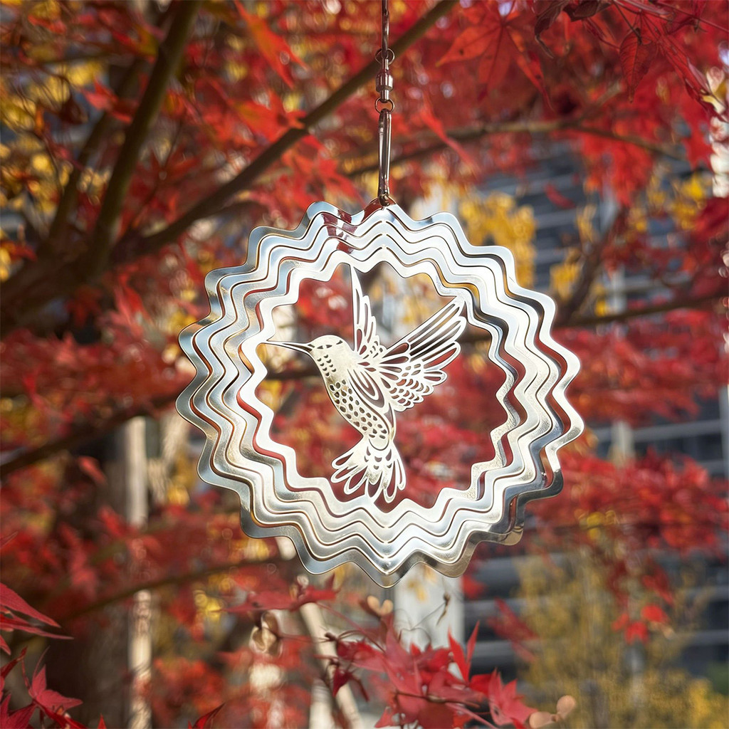 3D Mandala Hummingbird Wind Spinner,โลหะแขวน Wind Spinner สําหรับลานสวน Patio Decor