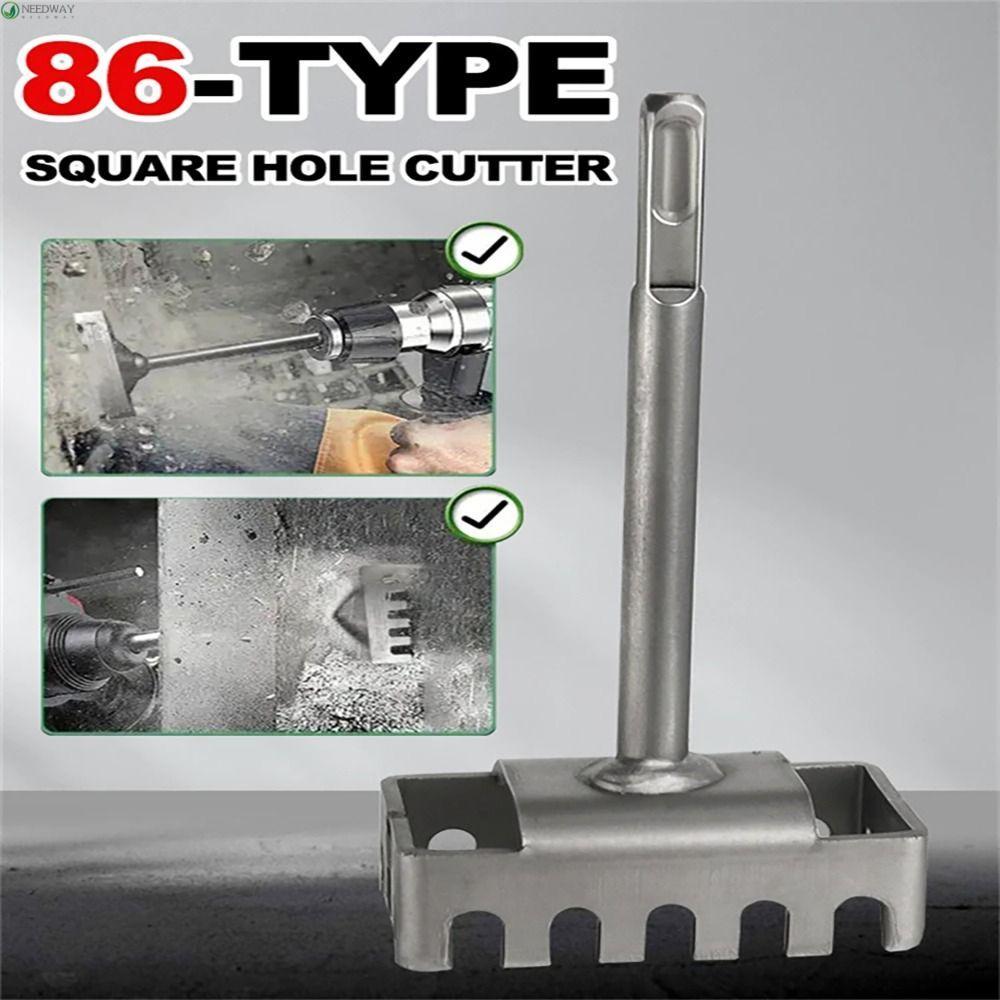NEEDWAY เครื่องตัดรูสี่เหลี่ยม, Punch Slotting Square Socket Punch, Round-handle 2 Pits และ 2 Groove