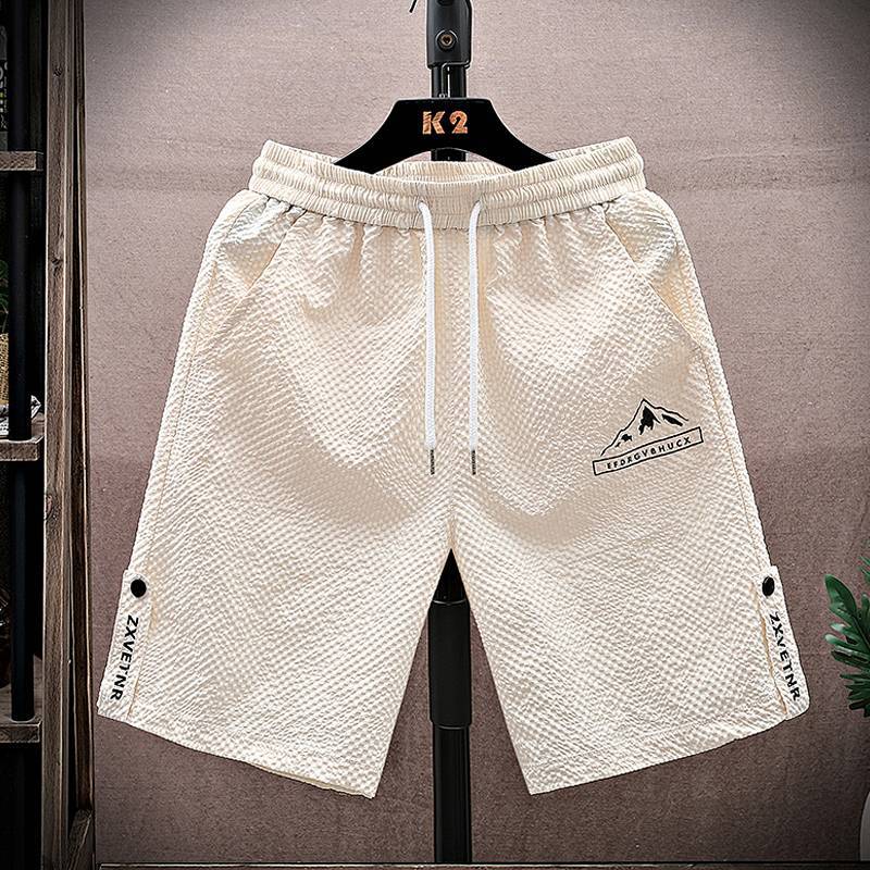 Summer New Men's All-Match Cropped Pants Men's Youth Korean Style Straight Beach Pants x0ng