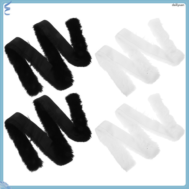 4pcs Faux Fur Trim ริบบิ้น Supple ปลอม Faux FUR Trim เครื่องประดับ Faux FUR ริบบิ้น Faux FUR Trim เส