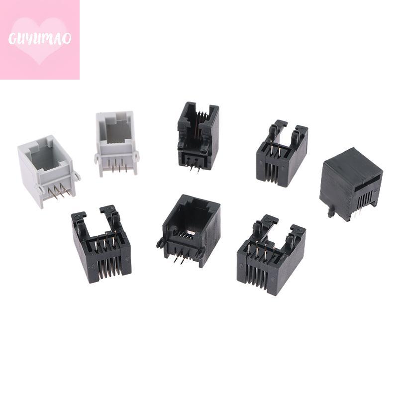 [guyumao] 10PCS RJ11 โทรศัพท์ Soet ขาโค้ง 95001 4P4C 6P6C 6P4C หญิง Ja Pcb Connector โทรศัพท์ Soet