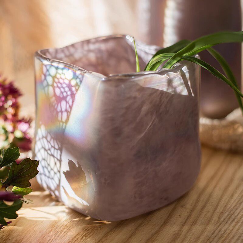 แจกันแก้วสําหรับดอกไม้, Nordic Square Hydroponic แจกันดอกไม้, แก้วใส Centerpiece สําหรับตารางเดสก์ท็