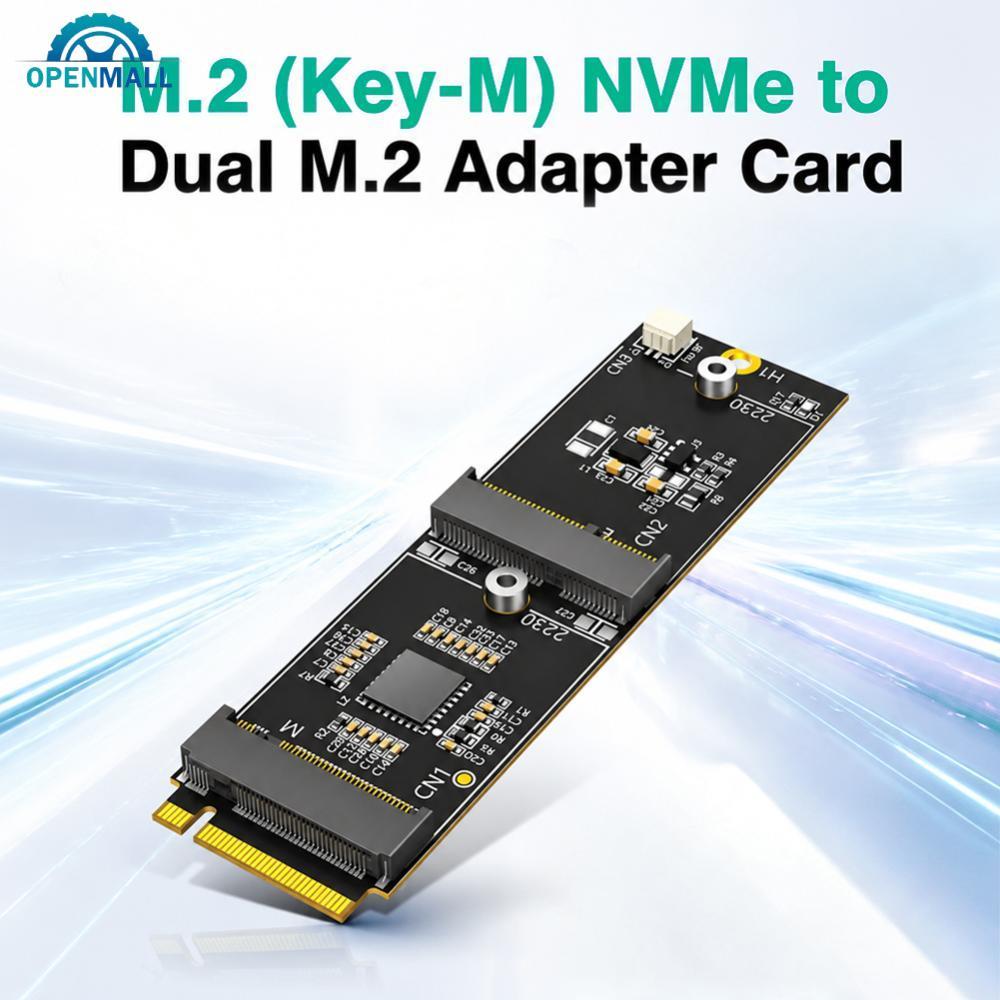 OPENMALL M.2 (Key-M) NVMe to Dual M.2 Adapter Card รองรับ 2230 Key-E/Key-M อุปกรณ์ PCIe Bus ใช้งานร่