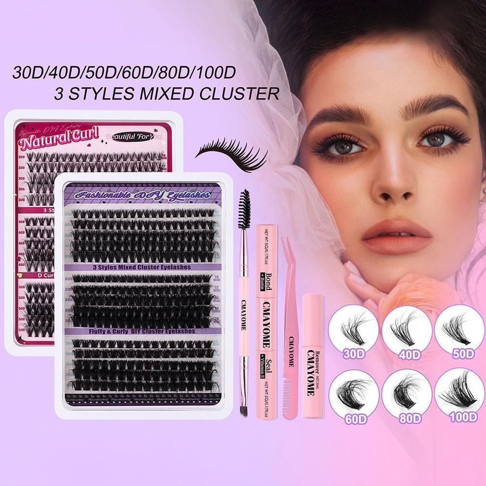 Diy Single Cluster Extensions ปริมาณมาก 50d+60d Mixed Volume Eyelash Dense & False K0p3