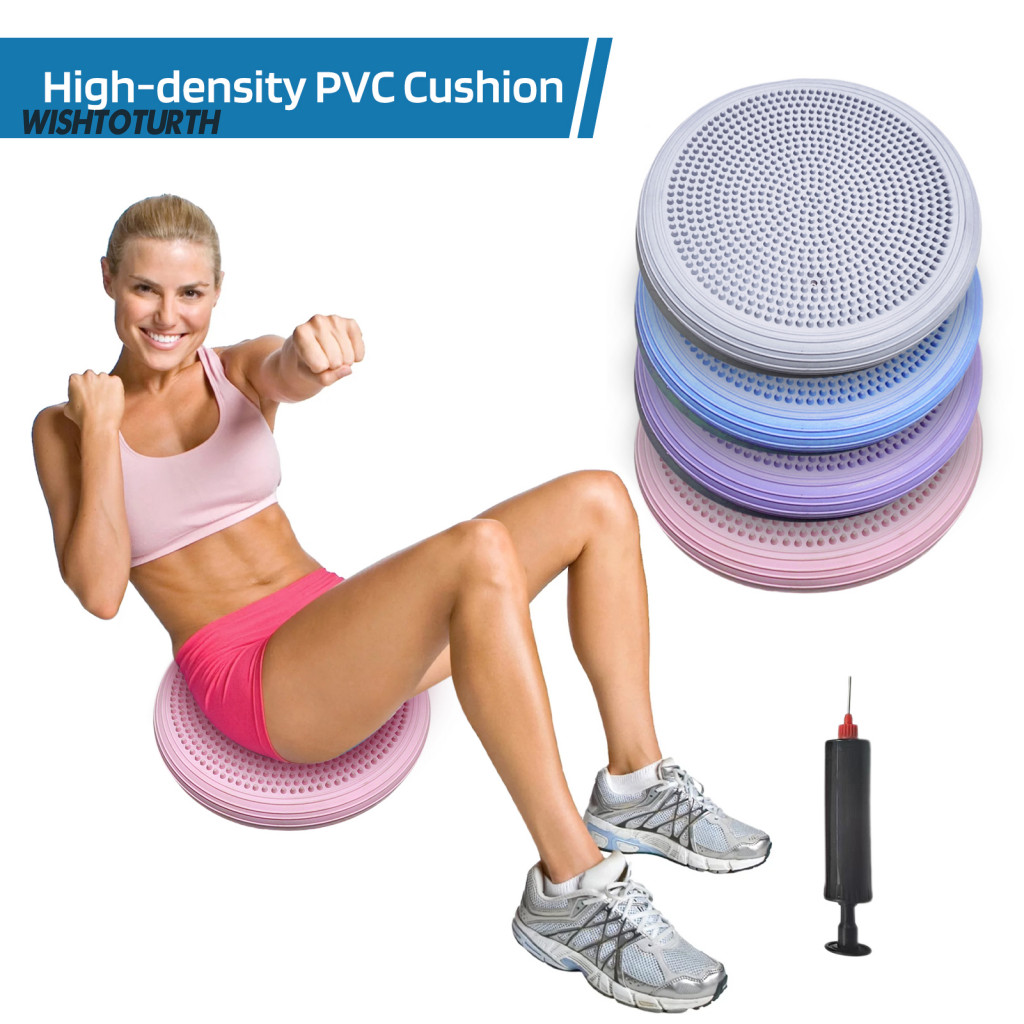 ☼WT Wiggle Seat Wobble Balance Cushion Pvc Yoga Balance Pad พร้อมปั๊มลม – Wobble Cushion Board สําหร