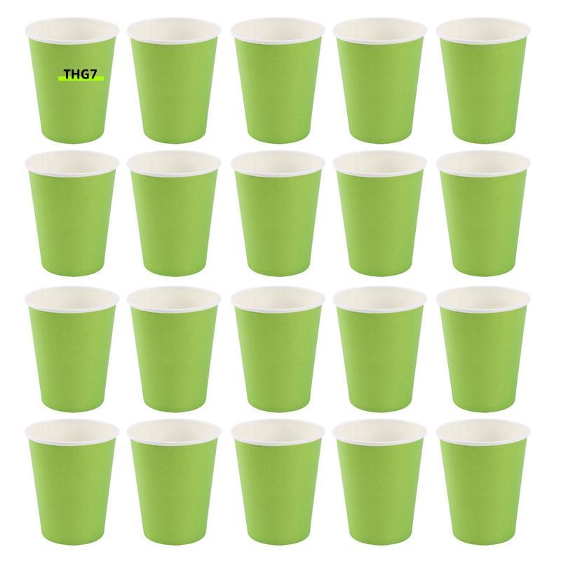 Belinda720 Paper Cups (9oz) - Plain Solid Colours Birthday Catering(สีเขียว)
