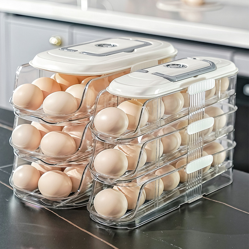 High-End Egg Shatter-Proof Box Rolling Egg Storage Box ตู้เย็นเฉพาะประตูด้านข้าง Rolling Egg Egg ถาด