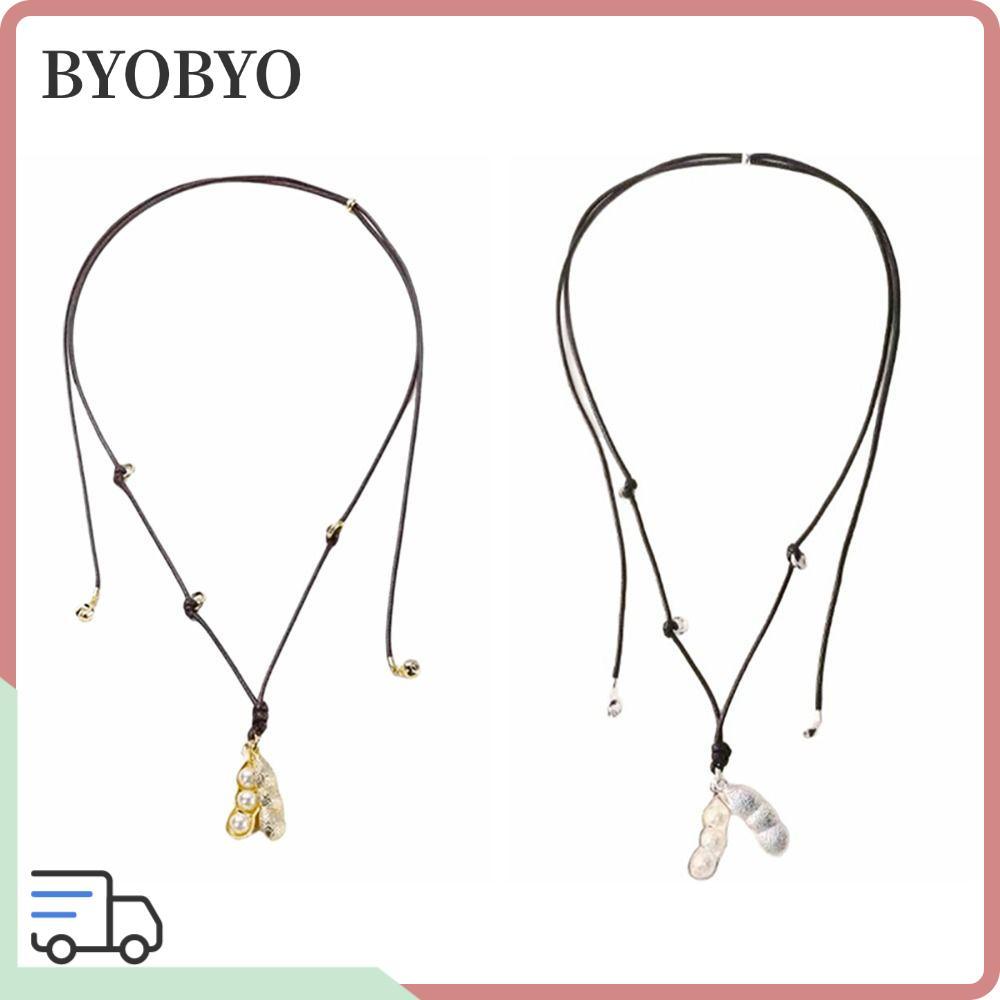 สร้อยคอ BYOBYO Pea Pod, สร้อยคอโลหะผสมเชือก, ของขวัญเครื่องประดับโซ่เชือกโซ่ยาวประณีต