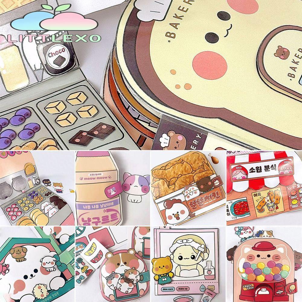 LITTLEX Waffle Quiet Book, Bread Colourful Cartoon Busy Book, Creative Paper Fried Chicken Handmade 