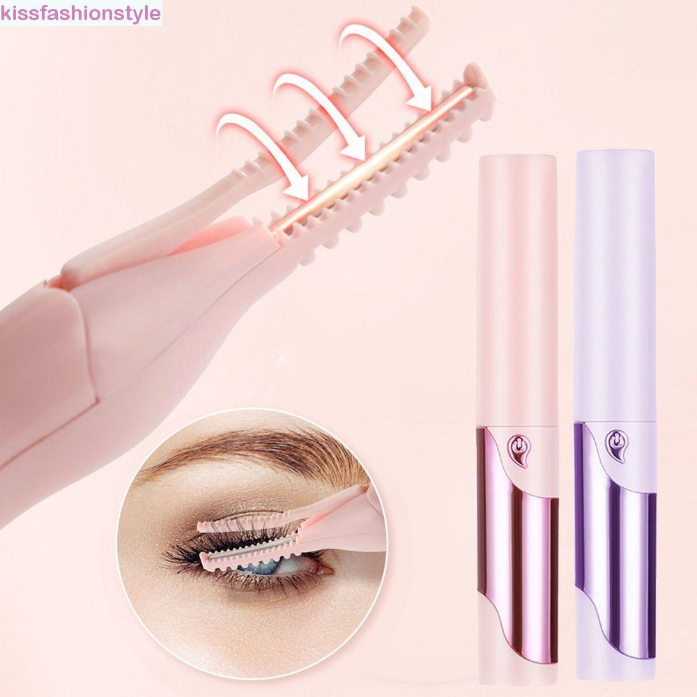 KISSFASHIONSTYLE ที่ดัดขนตาไฟฟ้า, ควบคุมอุณหภูมิสบาย Grip Heated Eyelash Clip Curler, มุมกว้างติดทนน