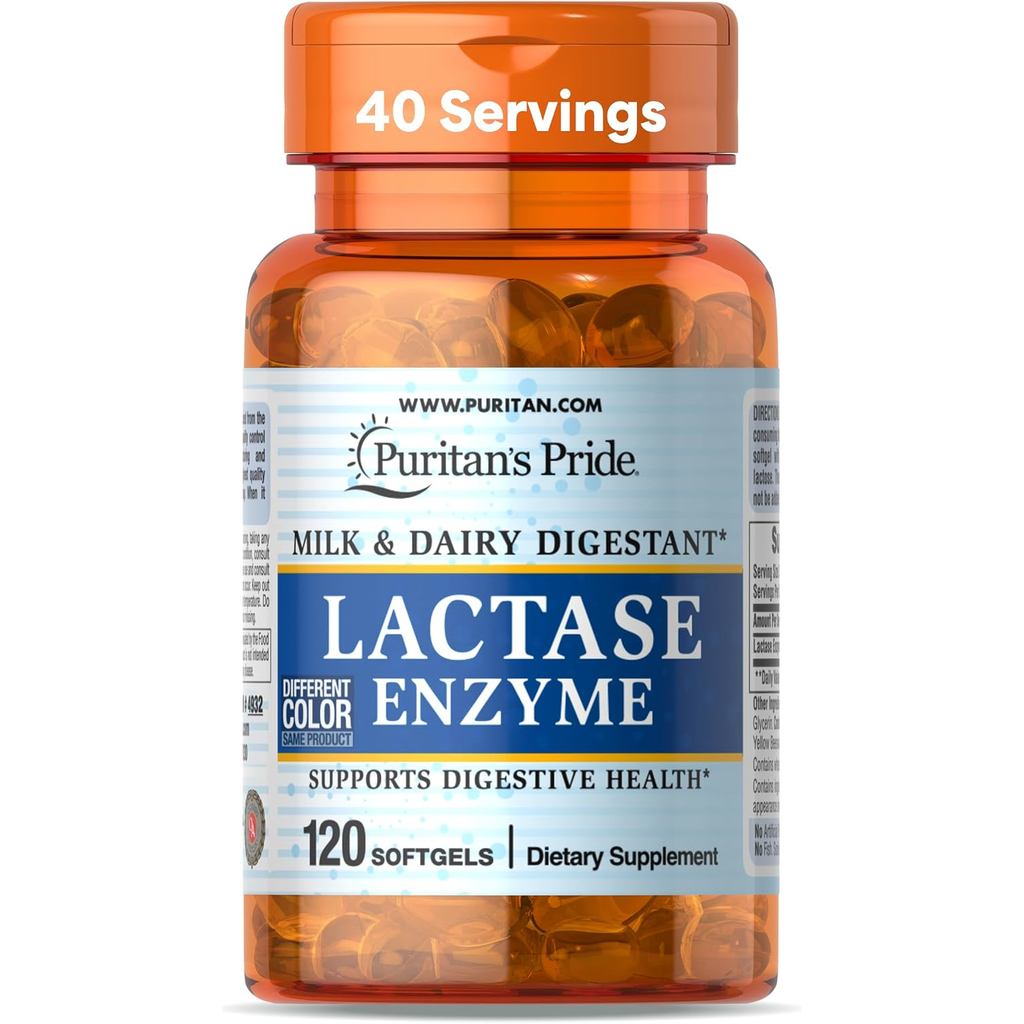 Puritans Pride Lactase Enzyme, นมและนม Digestant, 120 ซอฟท์เจล