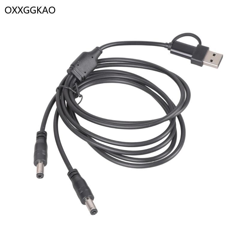 OXXGGKAO USB Type C ถึง Double DC5 5x2 5 มม.ความเข้ากันได้พร้อม USB A และ Type C 5V 3A ความยาว 100 ซ